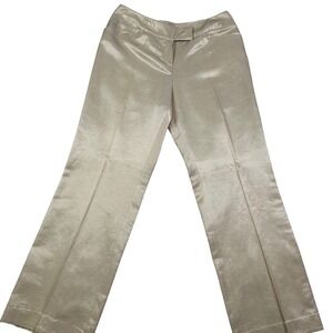 Oltre Made in Italy Shimmering Metallic Silk Blend Trousers Pants Womens Size 12